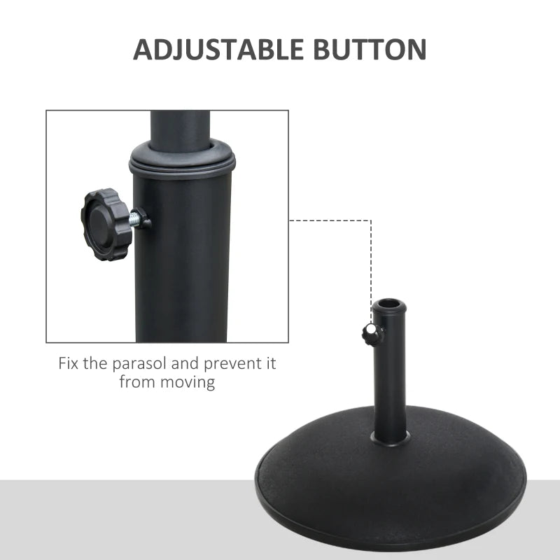 Black Round Concrete Umbrella Base 25kgs - Patio Outdoor Stand