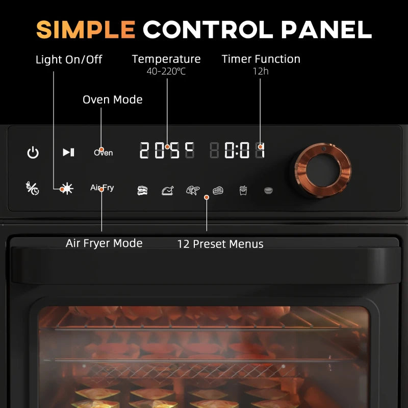 13L Air Fryer Oven - Multifunction Countertop Convection Oven with 12 Cooking Presets, Adjustable Temperature & Time, 1500W Power