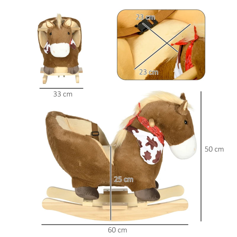 Kids Rocking Horse with Safety Harness Sounds and Foot Pedals for Safe Fun