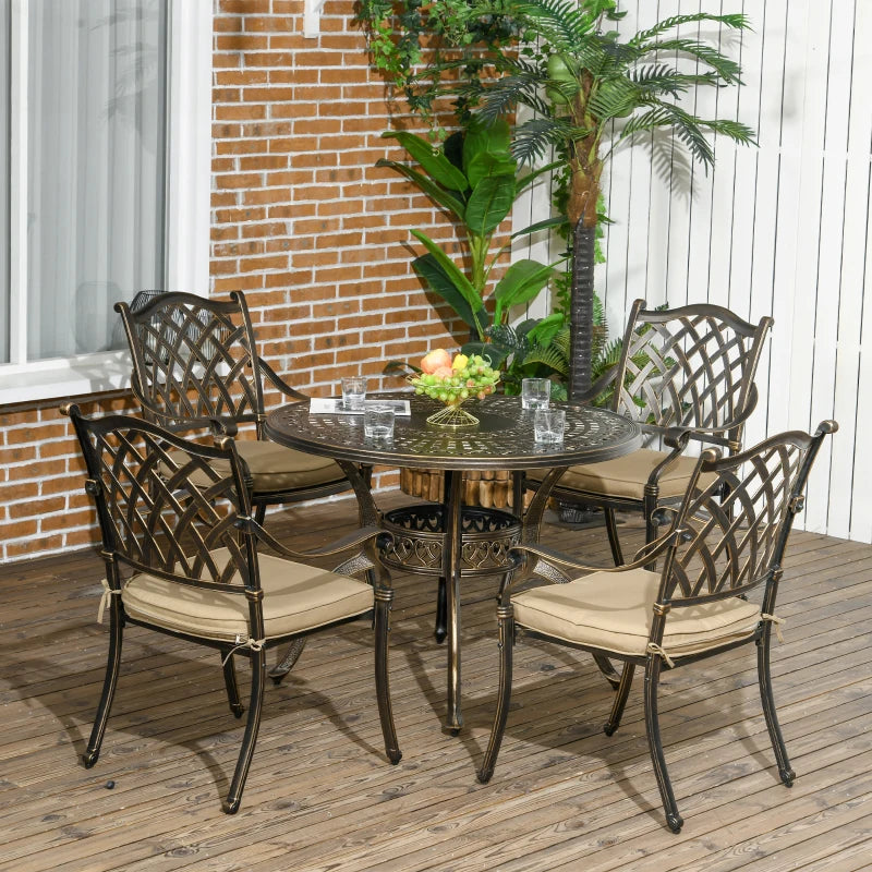 4 Seater Antique Cast Aluminium Garden Furniture Set with Cushions
