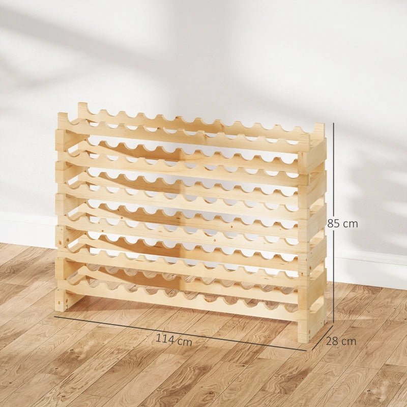 Set of 2 Natural Six-Tier Wooden Wine Racks - Holds 72 Bottles - Stylish Wine Storage Solution