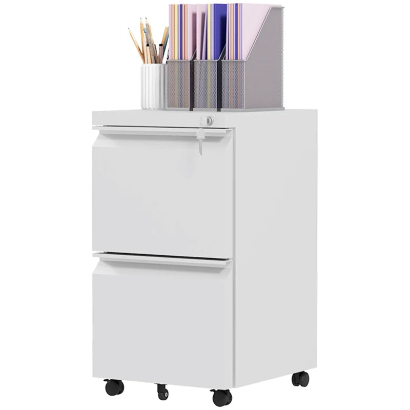 Vinsetto 2-Drawer Mobile Filing Cabinet - Lockable Steel File Storage for Letter, A4 & Legal Size - Pre-Assembled White
