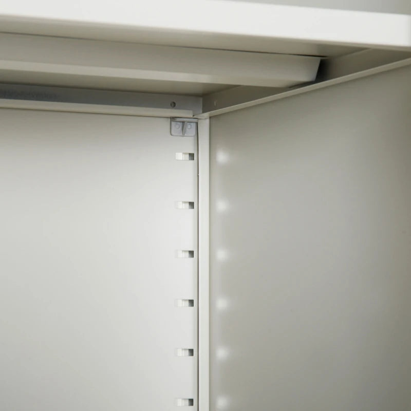 Lockable Filing Cabinet with Adjustable Shelves for Office Storage White