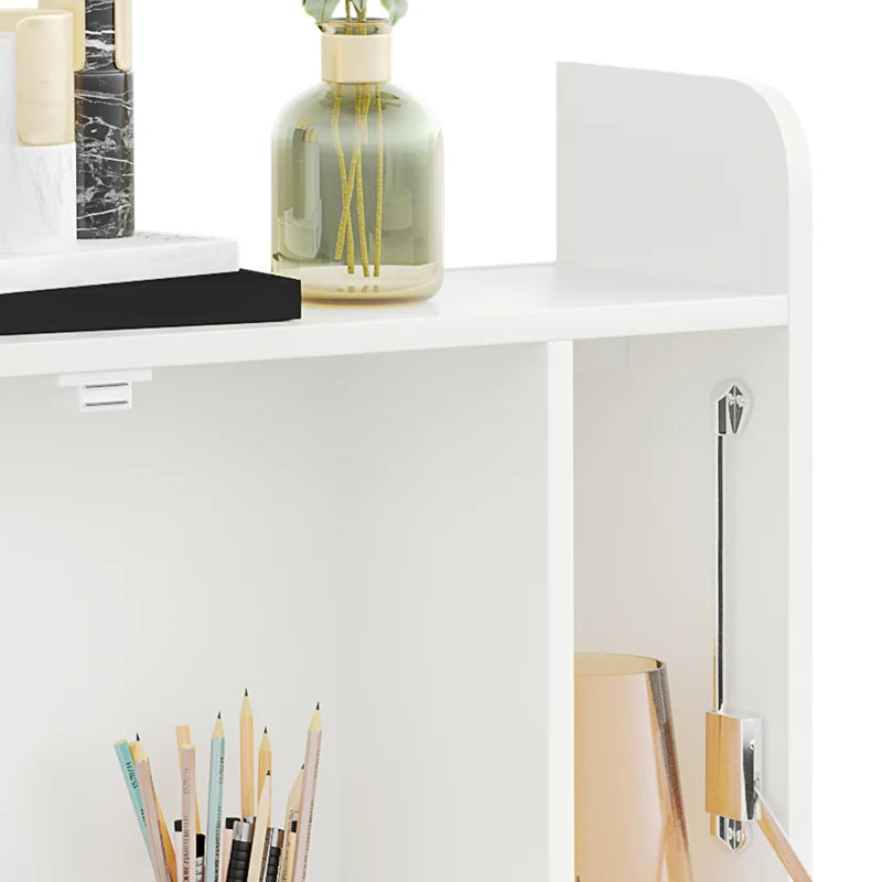 Wall Mounted Drop Leaf Laptop Desk with Storage - Space Saving Home Office Table, 77cm x 20cm x 51cm, White