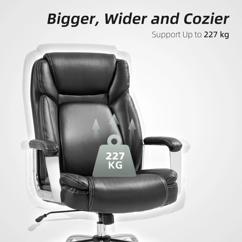 Ergonomic Heavy Duty Faux Leather Office Chair with Tilt Function Adjustable Height 500LBS Swivel Computer Chair for Home Study Black