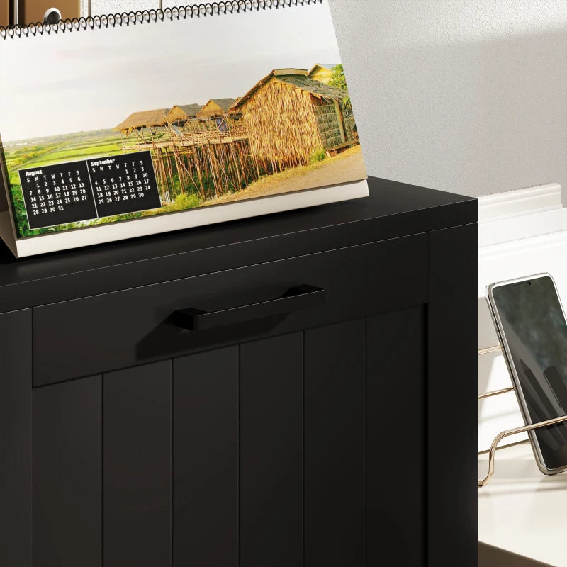Secure 3 Drawer Filing Cabinet with Lock - Adjustable Hanging Bars for A4 Files - Stylish Black Office Storage Solution