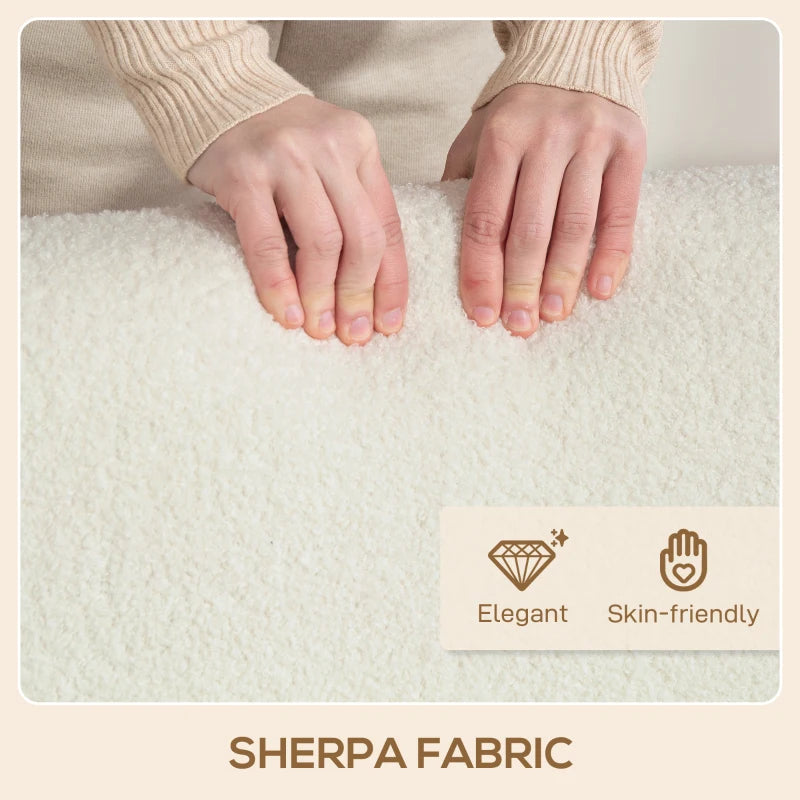 Cream White Small Sherpa Fabric 2 Seater Sofa Settee for Compact Living Spaces