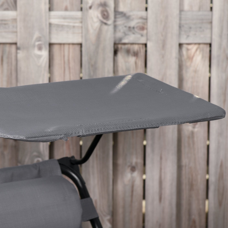 Grey Folding Rocking Sun Lounger Chair with Headrest and Side Holder