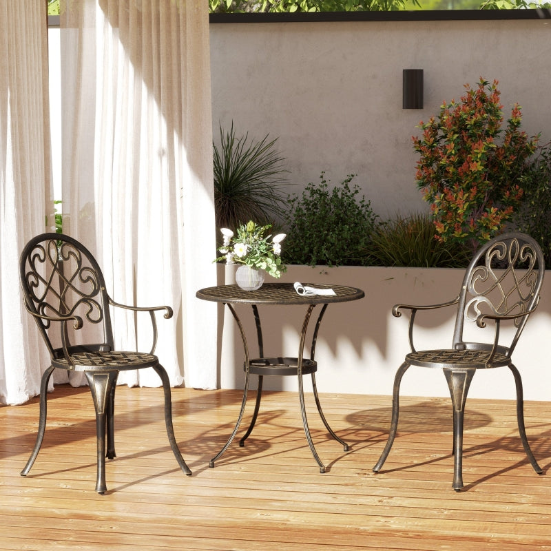 Elegant Bronze Aluminium Garden Set - 3-Piece Outdoor Furniture Set