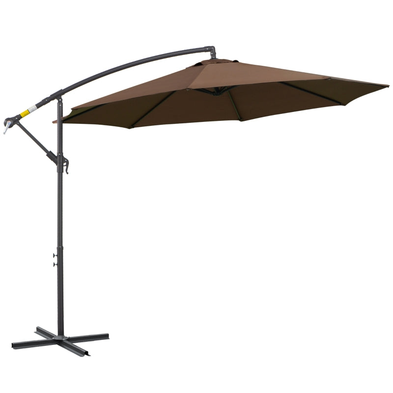 Brown 2.45m Overhanging Cantilever Parasol with Cross Base