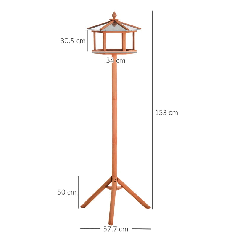 Wooden Bird Table Garden Feeding Station - 153cm Height, Durable Outdoor Bird Feeder for Wild Birds, Eco-Friendly Design