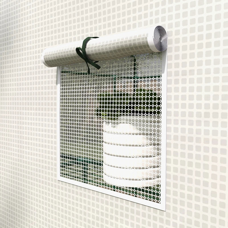 White 3-Tier Walk-in Greenhouse with PE Cover, Roll-up Door, and Mesh Windows