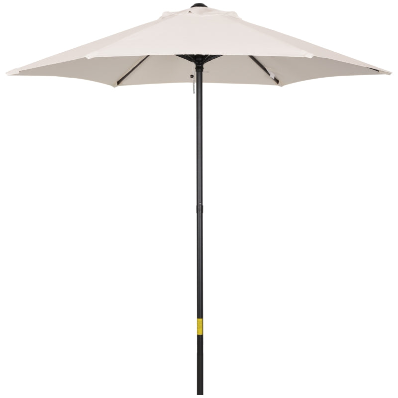2m Cream White Outdoor Garden Parasol Umbrella with 6 Ribs