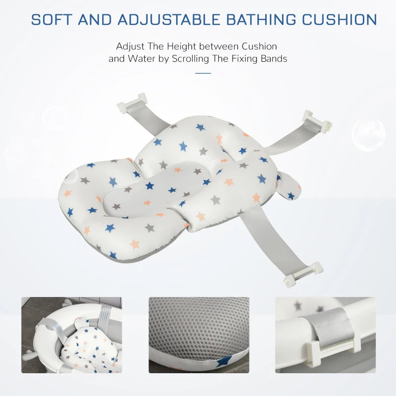 Collapsible Baby Bathtub Set with Thermostatic Water Plug Non-Slip Cushion Pad for Infants