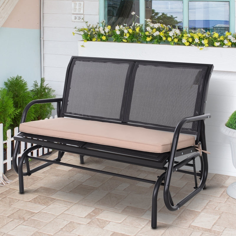 Beige 2-Seater Garden Bench Swing Seat Cushion, 110 x 46 cm