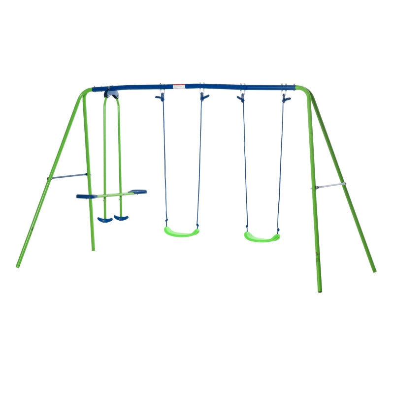 Adjustable Metal Garden Swing Set for Kids, Green
