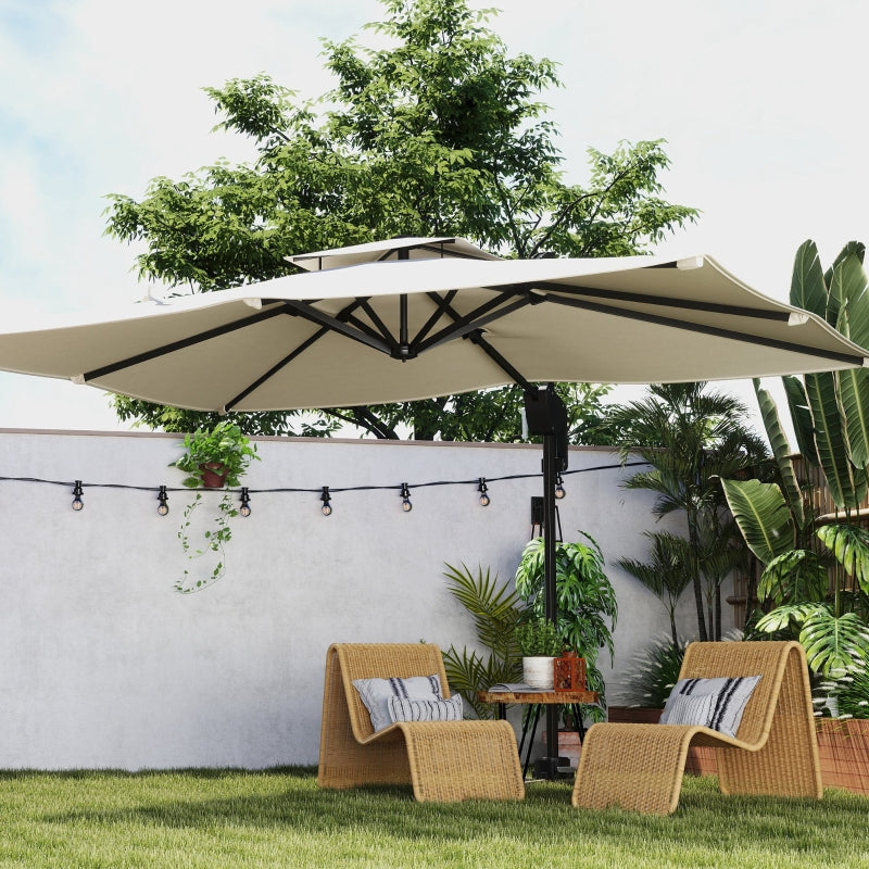 3.7m x 2.7m Cantilever Parasol Umbrella - 360° Rotation, Easy Tilt, UPF50+ Sun Shade, Black