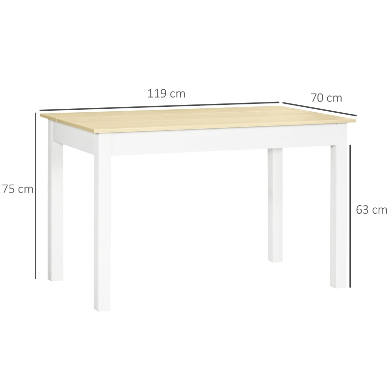 Modern Oak Dining Table for 4-6, Wood Effect Top, Sturdy Thick Legs, 120x70x75cm, Ideal for Kitchen & Living Room