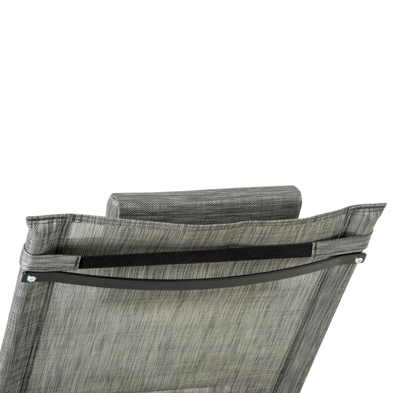 Dark Grey Outdoor Rocking Chair Set with Mesh Fabric and Storage Bag