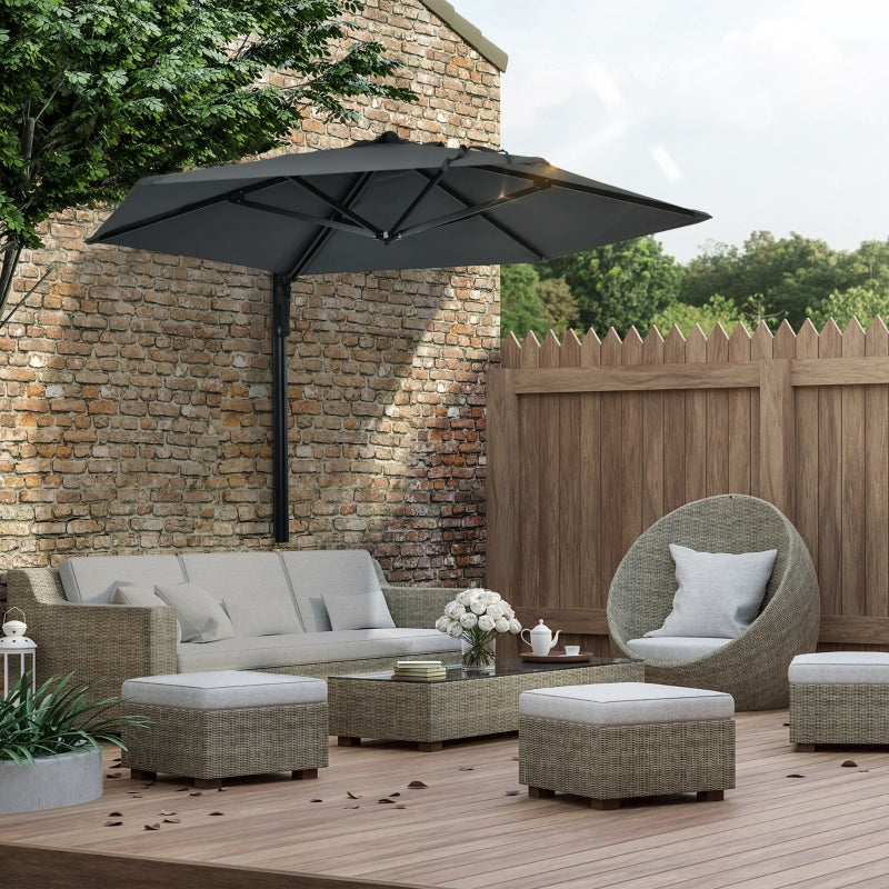 Dark Grey 2.5m Rotatable Wall Mounted Patio Umbrella