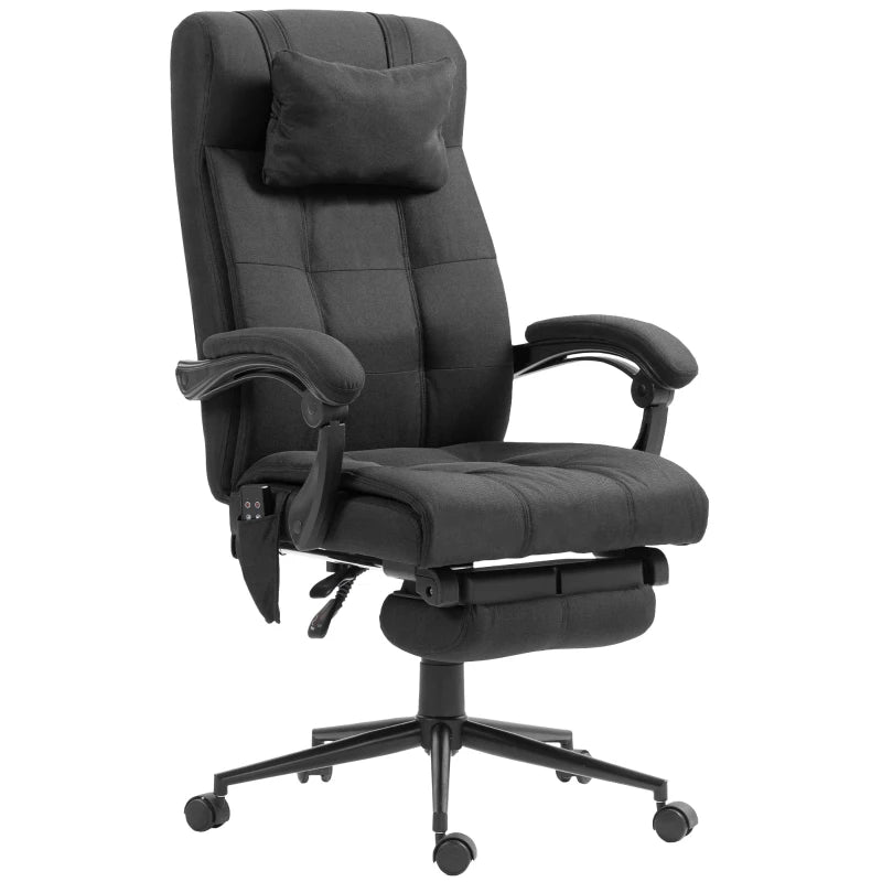 Vinsetto Black Office Chair with 6-Point Vibration Massage & Heat, Adjustable Height, Head Pillow & Footrest for Home