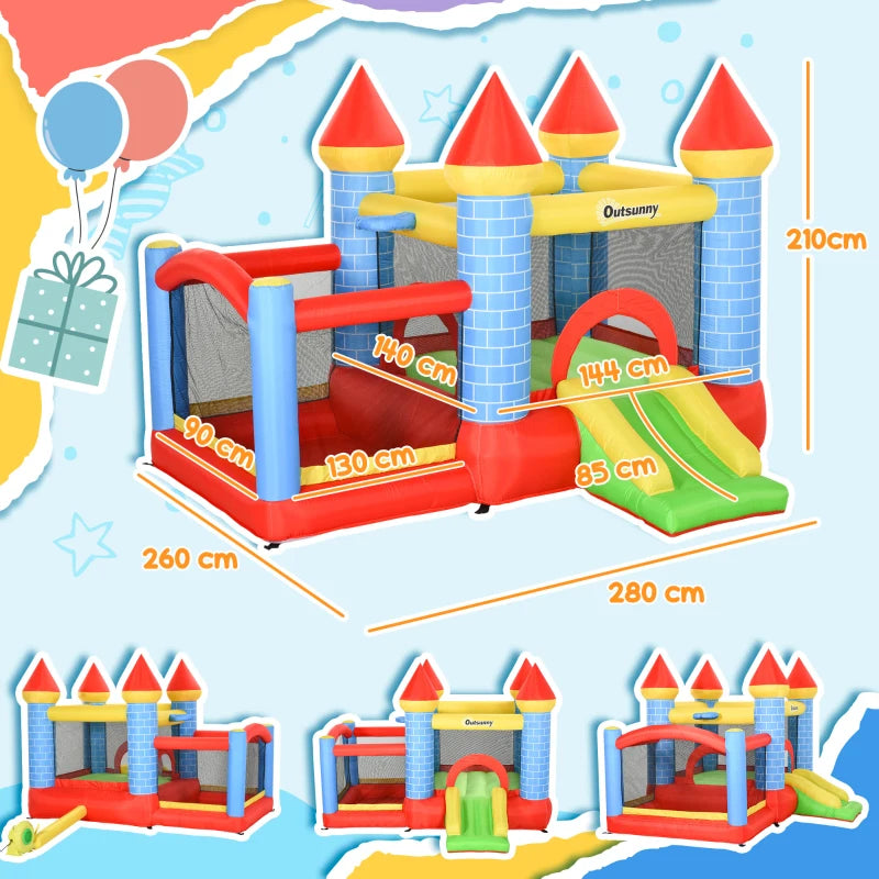Inflatable Bounce Castle with Slide and Pool for Kids Ages 3-10 Fun Outdoor Activity