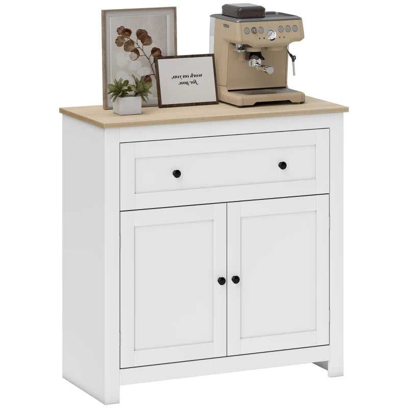 Modern White Sideboard Storage Cabinet with Adjustable Shelf and Drawer for Living Room Dining Room