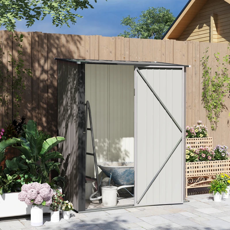 Light Grey 5.3 x 3.1ft Steel Garden Shed