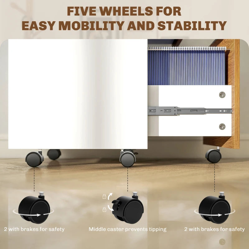 Stylish Two-Drawer Lockable Filing Cabinet - Durable Wood Effect Design for Secure Document Storage