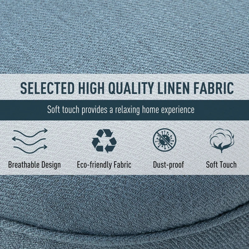 Upholstered Fabric Single Sofa Dining Chair with Pillow and Solid Wood Legs for Living Room, Blue