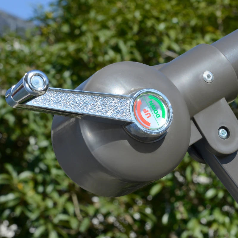 Beige Double Tier Cantilever Garden Umbrella with Crank Handle