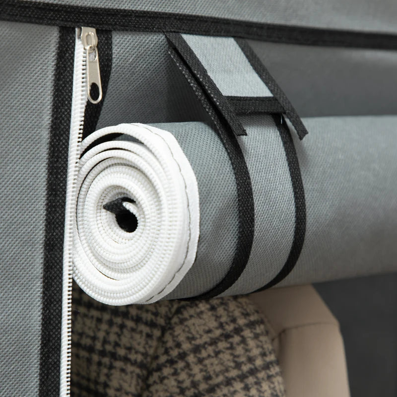 Light Grey Fabric Wardrobe with Rails and Shelves for Stylish Storage Solutions