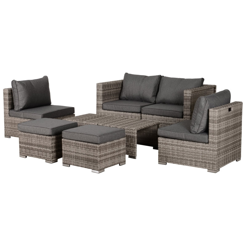 6 Seater Rattan Sofa Set Coffee Colour