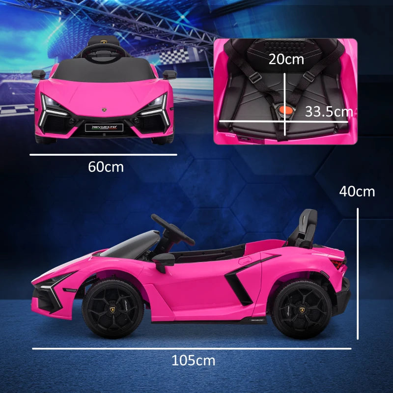Licensed 12V Lamborghini Revuelto Ride On Car with Butterfly Doors and Remote Control Pink