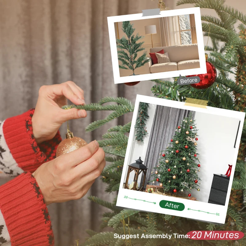 6ft Full Spruce Christmas Tree with Realistic Dense Tips - Easy Assembly, Lush Green Holiday Decor