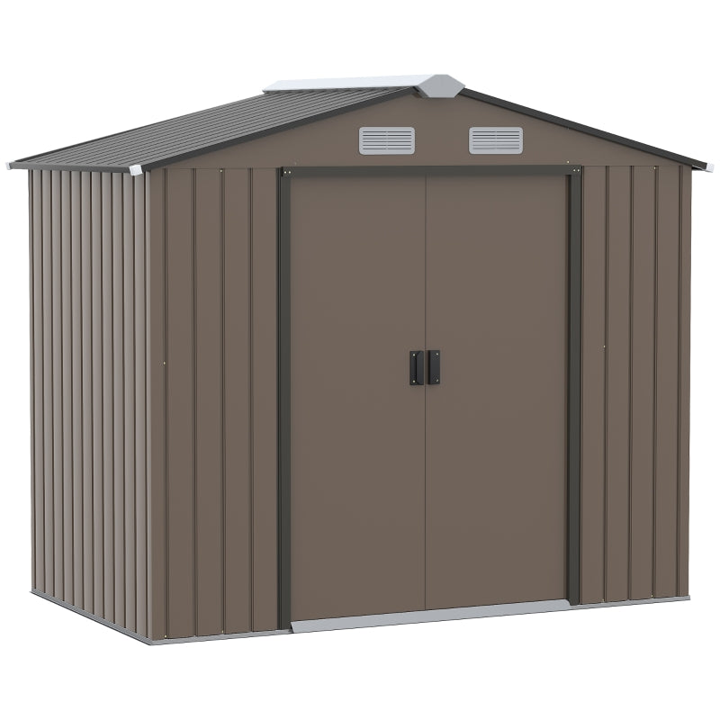 7ft x 4ft Brown Metal Shed