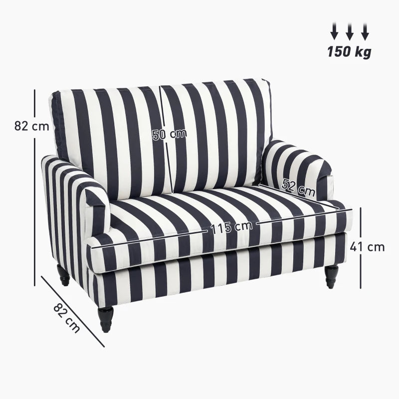 Stylish Velvet Cuddle Chair with Striped Design, Turned Legs and Spacious Seat for Living Room or Bedroom