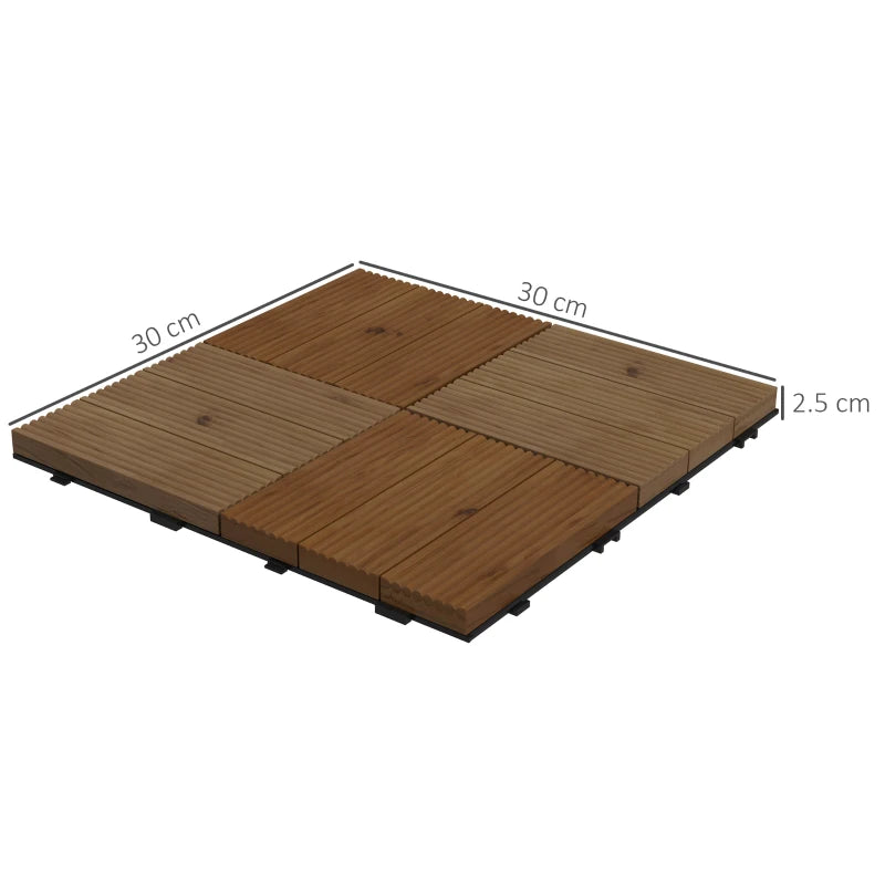 9 Piece Brown Wooden Decking Tiles