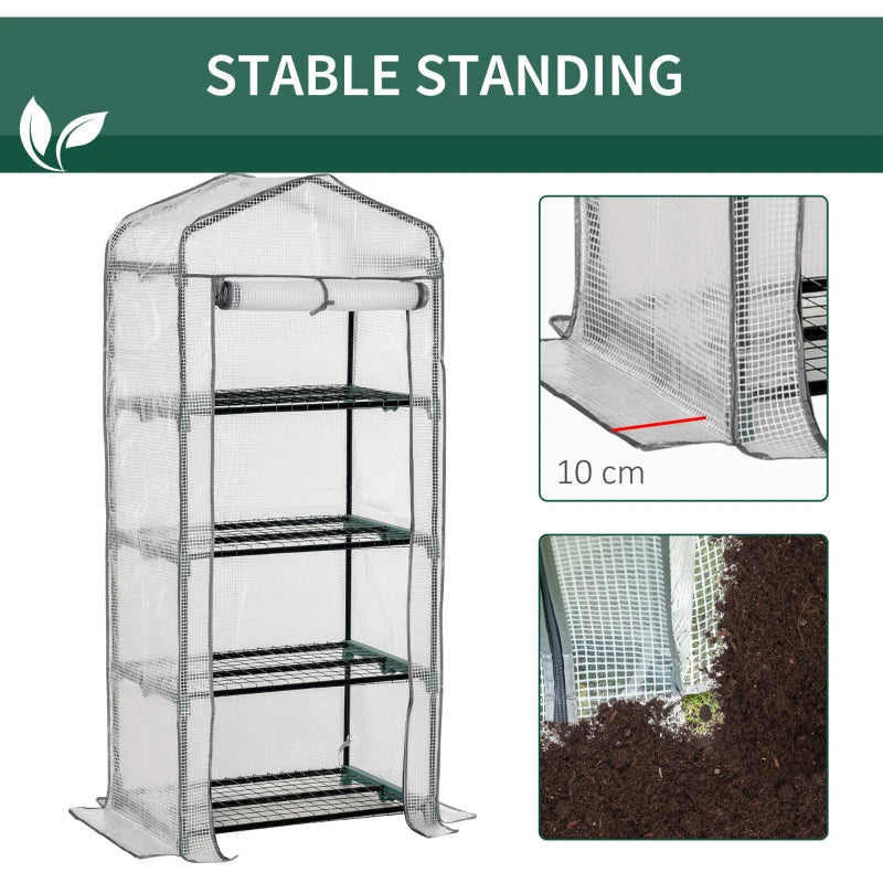 Compact Green 4-Tier Portable Plant Grow Shed 160x70x50cm