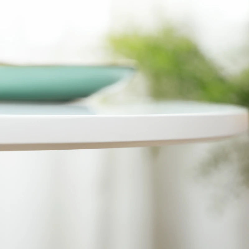 Minimalistic White Dining Table for Two - 75H x Φ70cm Modern Design Perfect for Small Spaces