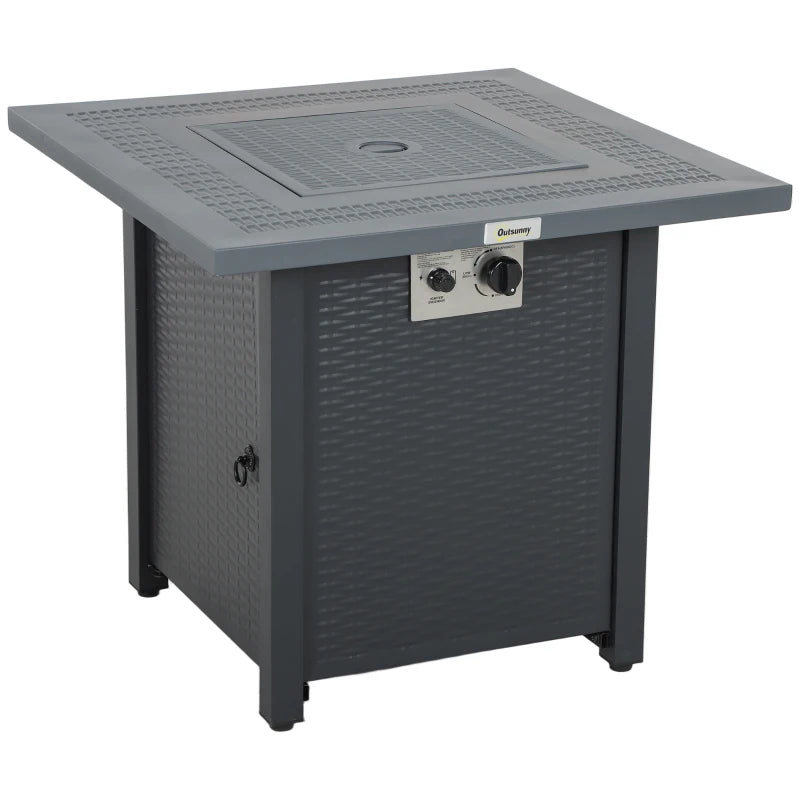 71x71cm 40000 BTU Gas Fire Pit Table - Stylish Black/Dark Grey Outdoor Heating Solution for Patios & Backyards