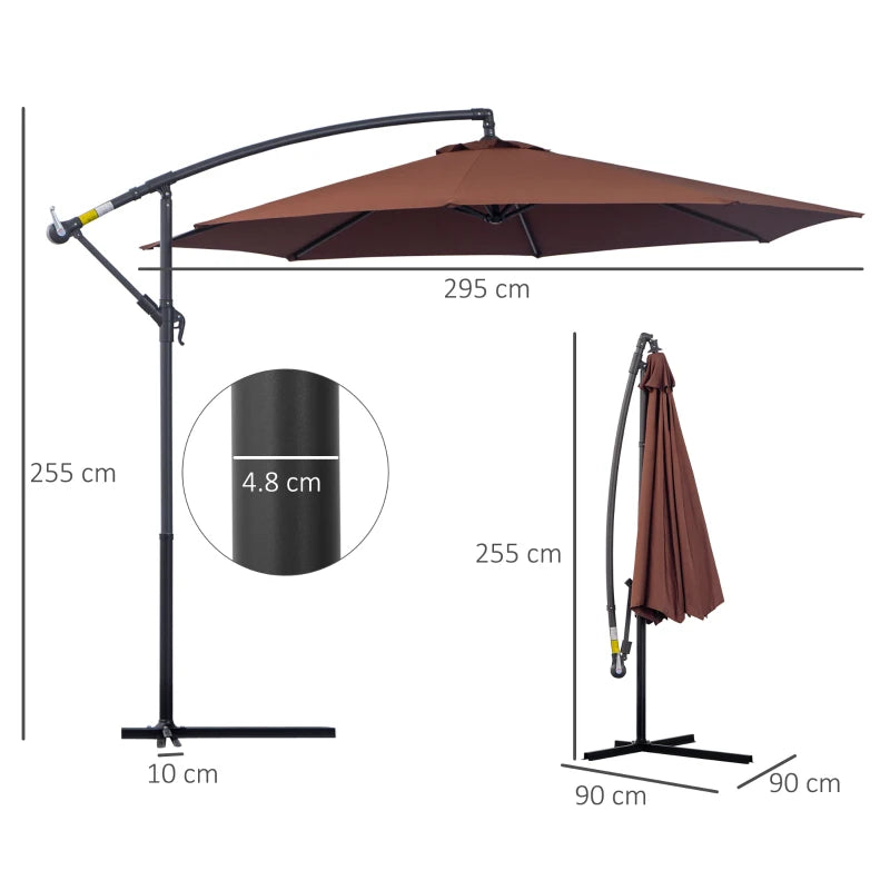 3m Coffee Hanging Umbrella Parasol