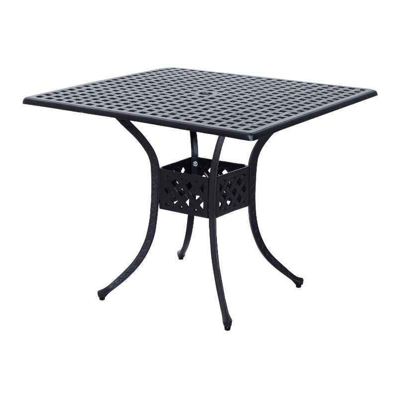 Black 90cm Square Outdoor Dining Table with Umbrella Hole