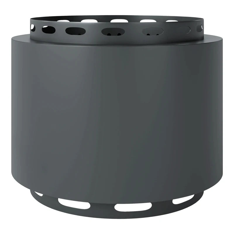 Portable Smokeless Fire Pit - 48.5cm Wood Burning Firepit with Poker for Garden, Camping & Bonfire Parties - Dark Grey Metal