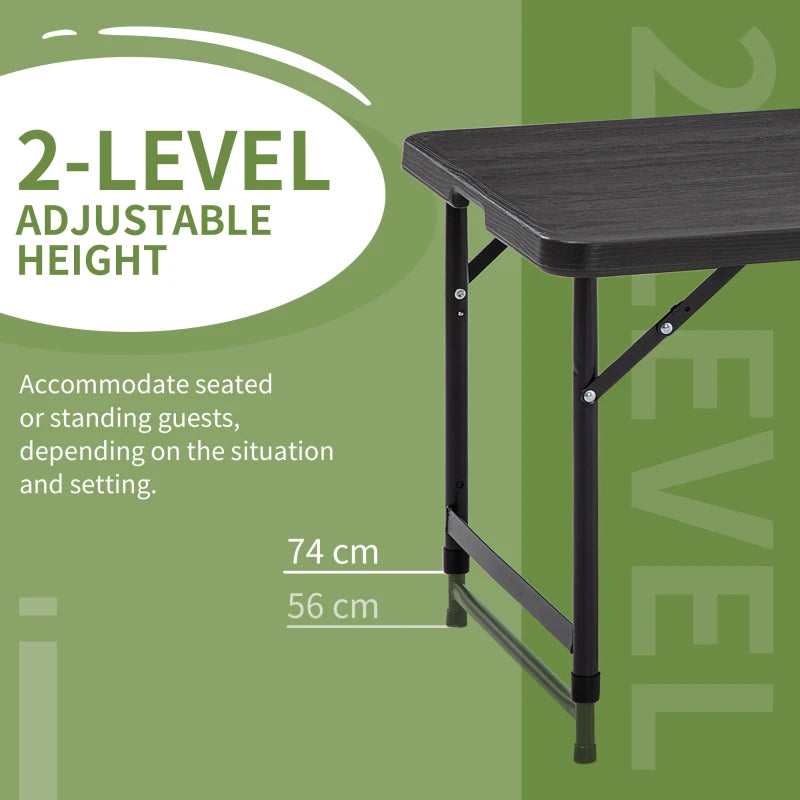 Foldable Outdoor Dining Table for 4, Adjustable Height, Dark Grey