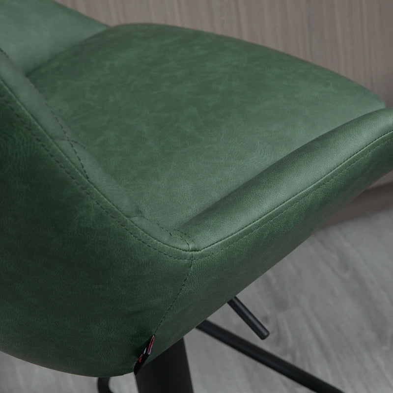Adjustable Green Swivel Bar Chairs – Set of 2 with Back & Footrest for Counters & Breakfast Bars