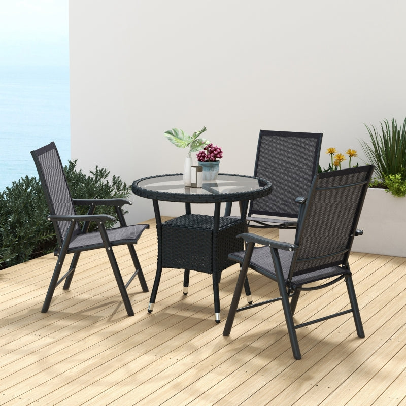 6-Piece Dark Grey Folding Outdoor Dining Chairs Set