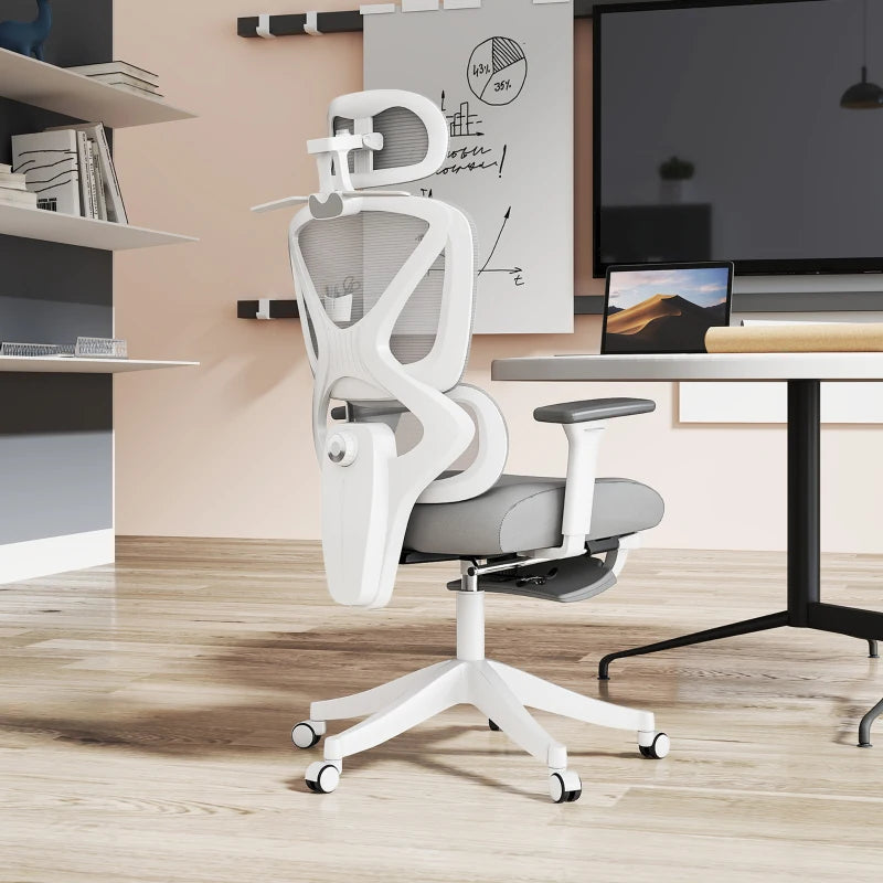 Ergonomic Adjustable Office Chair in Grey - Comfort & Support for Home and Office Use, Perfect for Long Hours