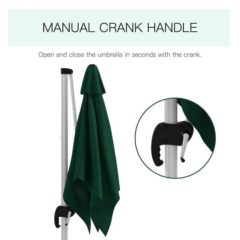 3m x 3m Square Cantilever Parasol with Cross Base - Aluminium Frame