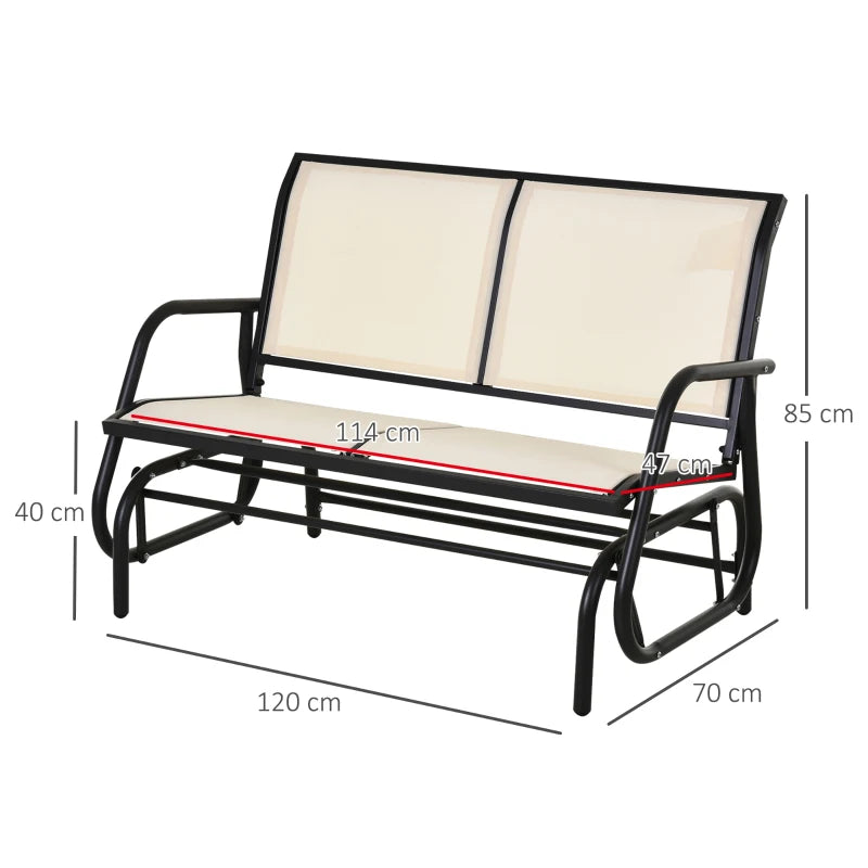 Cream 2-Person Outdoor Glider Loveseat